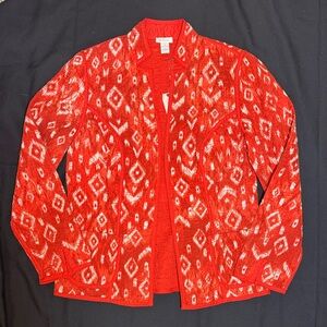 Chico’s Ikat Reversible Quilted Cotton Jacket Cadmium Red Size 0 Small 4